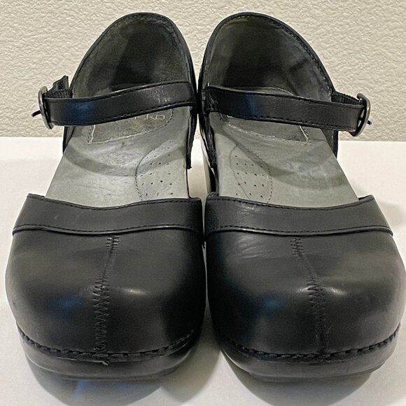 Dansko Shoes - DANSKO Mary Jane "Sally" Leather Closed Back Clog Buckle Strap, Black- 40/9.5-10